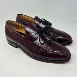 Nettleton mens laced tassel loafers dress shoes burgundy size US 9 D Made in USA